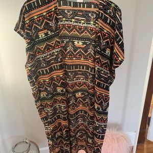 Hand Print Sheer Open Wrap